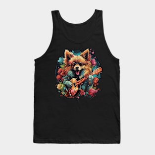 Pomeranian Playing Guitar Tank Top